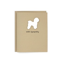 Bichon Frise Sympathy Card | Handmade White Dog Greeting Card | Bichon Condolences Notecard