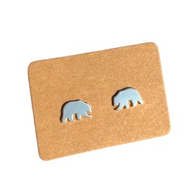 Imposing Stone POLAR BEAR, BIG BEAR Earrings, Sterling Silver 925 with Stud Backs, Christmas Vibes!