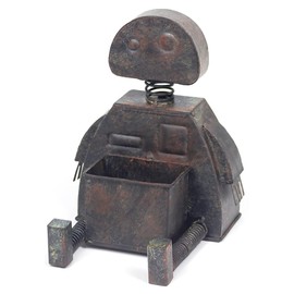 Murataya Sangyo 4894 Figurine Tin Object Series Robot Planter, Brown, 7.1 x 5.5 x 5.9 inches (18 x 14 x 15 cm)