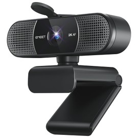 EMEET Webcam C960 2K Webcam with Built-in Microphone for Personal Meetings, TOF Autofocus, 30 FPS 76° Wide Angle, Meeting, Computer Camera, Plug & Play, Privacy Cover for Meeting, Educational, Video