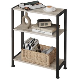 Vantimo 3-Tier Side Table, Small EndTable, Sofa SideTable for Narrow Spaces, Slim EndTable, NightstandTable, Skinny Bedside Table, for Living Room, Bedroom, Office, Greige