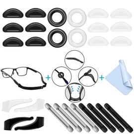 30 Retenedores de gafas de silicona, Protectores antideslizantes accesorios con Correa de retención ajustable para lentess y Paño De Limpieza para Patillas de Gafas