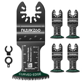 nuyikaso 5Pcs Multi Tool Blade Set for Wood Plastic Include Extra Broad Reach Arc Edge Oscillating Saw Blades Multitool Accessories Quick Release Compatible with Bosch Fein Ryobi Makita