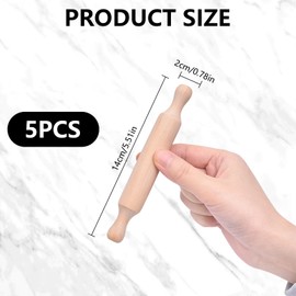 5Pcs Wooden Rolling Pin Set for Baking - Small Mini Dough Rollers for Baking Pastry Pizza Fondant Dumpling Skins Playdough | Non-Stick Wooden Handles | Home Kitchen Crafting Tools Accessories