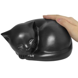LesunSport Solid Wood Cat Urn - Keepsake for Loss, Pet Memorial Urn for Ashes, Sympathy Gift - Black