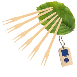 6 x Hofmeister® Wooden Fondue Fork, 24 cm, for Cheese Fondue, Dips & Finger Food, Gentle on Coatings, Heat-Resistant Meat Fork Made of Beech Wood, 100% from Europe, Wooden Cutlery