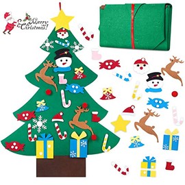 HBlife Felt Christmas Tree, 3ft DIY Christmas Decorations Clearance with 26 Pcs Ornaments Wall Decor with Hanging Rope for Kids Xmas Gifts Home Door
