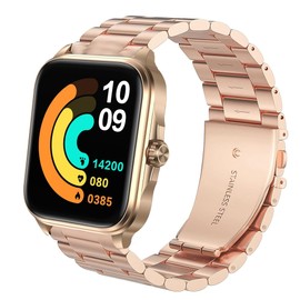 Lamshaw Compatible for EGQINR T90 Smart Watches Band, 22mm Stainless Steel Metal Replacement Straps Compatible for EGQINR T90 1.91" HD Smartwatch (Rose Gold)