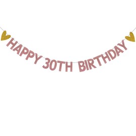 HAPPY 30TH BIRTHDAY Banner,Pre-Strung,Rose Gold Paper Glitter Party Decorations for 30 Years Old 30TH Birthday Party Supplies Letters Rose Gold ZHAOFEIHN