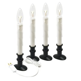 612 Vermont Electric LED Window Candle with Clear Bulb, Automatic Timer, Metal Slimline Base, Antique Bronze, VT-9133-OW-R4 (Matte Onyx, Pack of 4)