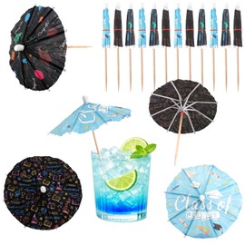200PCS Graduation Drink Umbrellas Cocktail Picks Graduation Toothpicks for Appetizers 4.7in Class of 2026 Cupcake Toppers Wooden Skewers for Fruit Kabobs Grad Party Decorations Congrats Grad Sticks