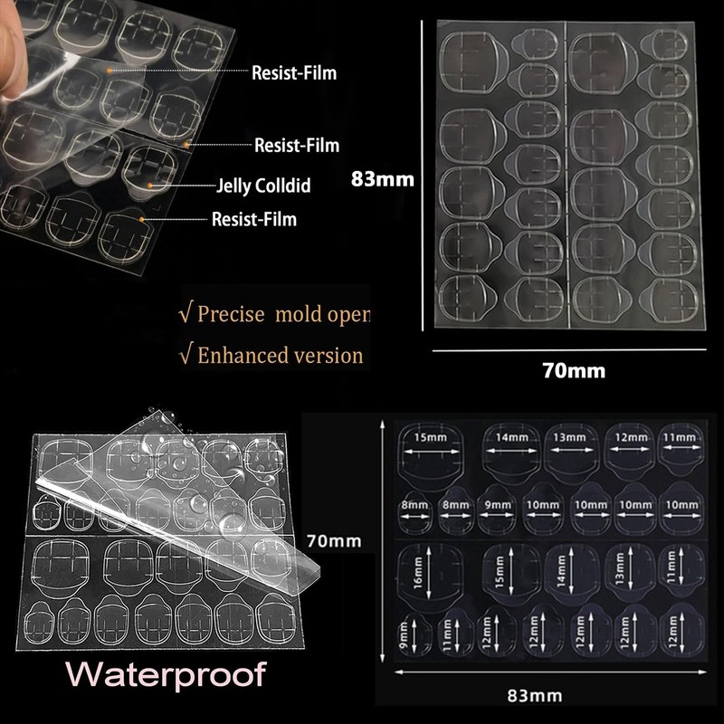 MOLILON 480pcs Nail Adhesive Tabs Transparent Waterproof Breathable Jelly Glue