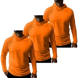 Safety High Visibility Shirts for Men, Construction Shirts for Men, Camisas De Trabajo para Hombre Construccion (3XL, Safety Orange Hood - Bird Eye Poly)