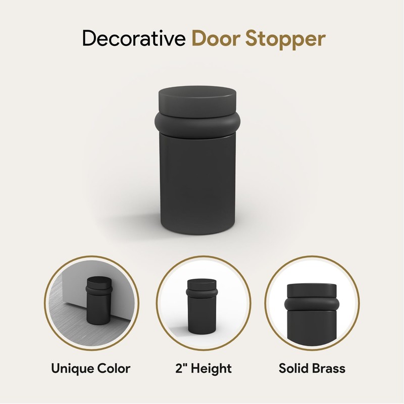 Mega Handles Floor Door Stopper, Black Stopper Quickly Installed Wall