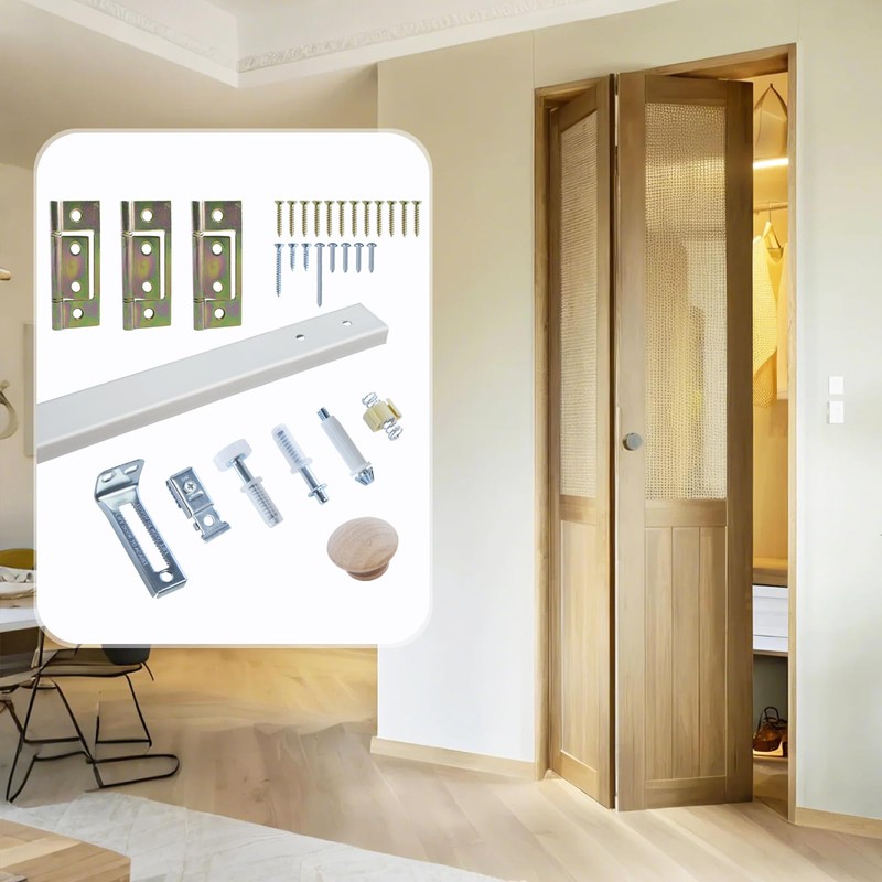 LANMIERT Bifold Door Hardware with Track, 36-Inch Bi-fold Closet Door