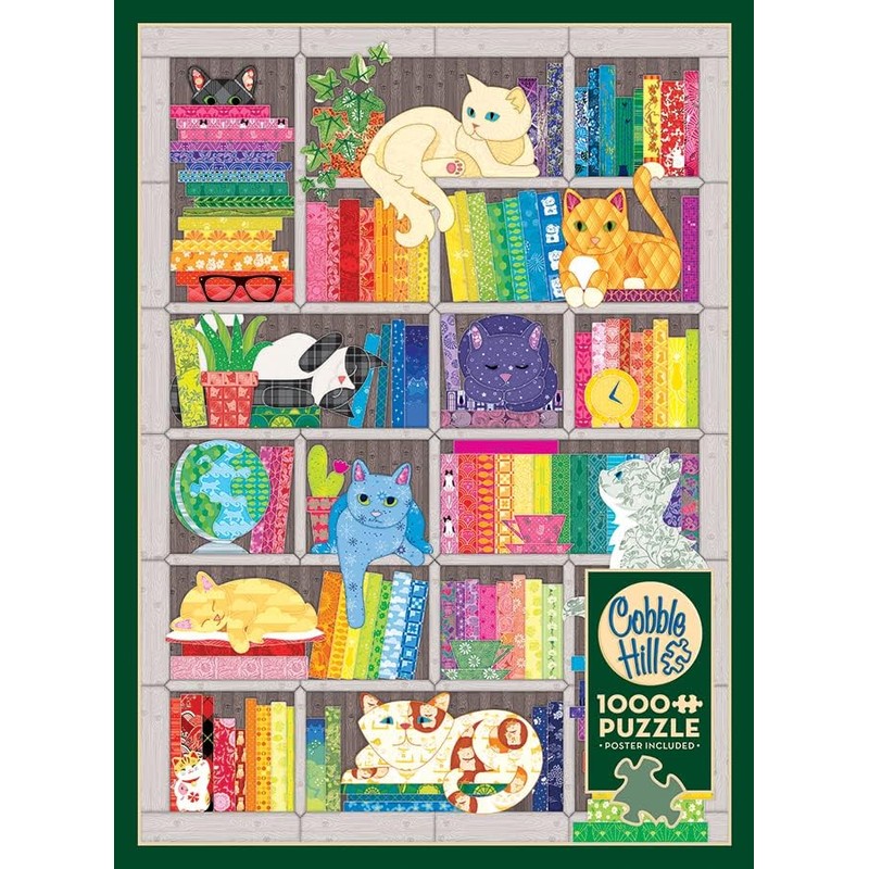 Cobble Hill 1000 Piece Puzzle - Rainbow Cat Quilt -