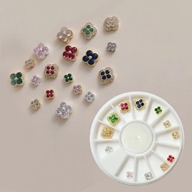 Nail art luxury zircon four leaf clover parts 12p set-WFHTRVY / 네일아트 럭셔리 지르콘 네잎클로버 파츠 12p 세트-WFHTRVY