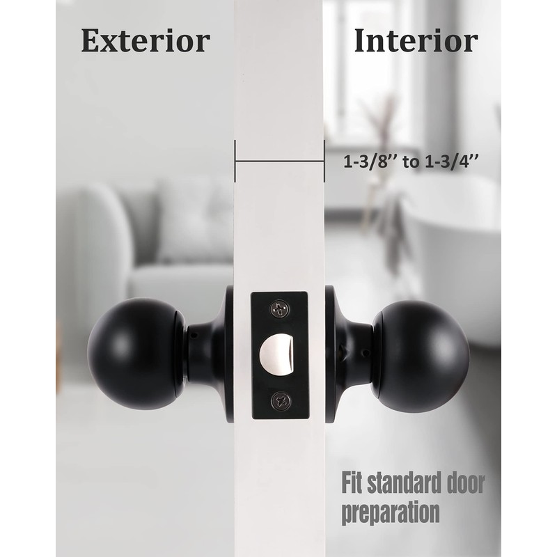 Lanwandeng Matte Black Passage Keyless Door Knobs for Closet/Hall/Conference Room,