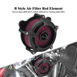 HDBUBALUS Matte Black Air Filter Red Intake For Harley Dyna Low Rider Street Bob 2000-2017