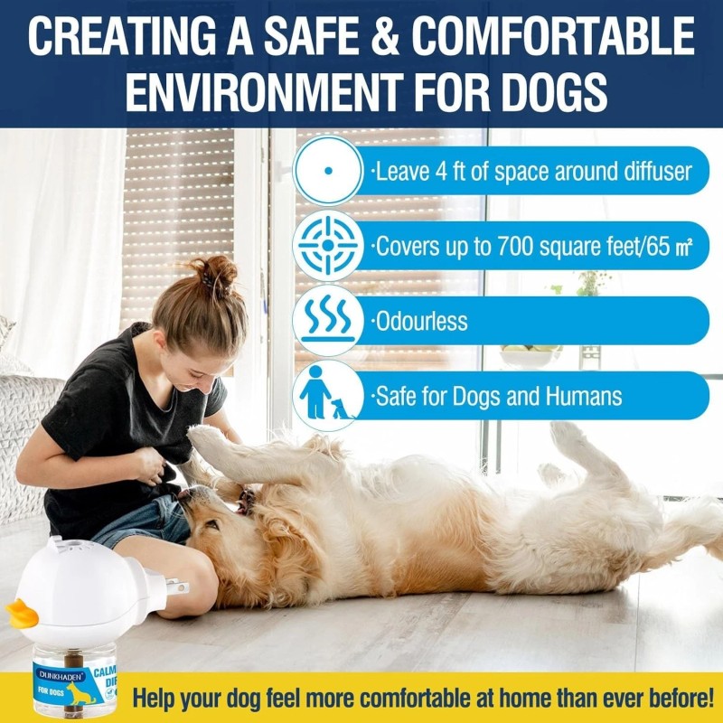 DUNKHADEN Dog Calming Pheromone Diffuser for Relief Anxiety, Reducing Barking,