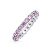 Cubic Zirconia Pink CZ Band Stackable Eternity Anniversary Wedding Band