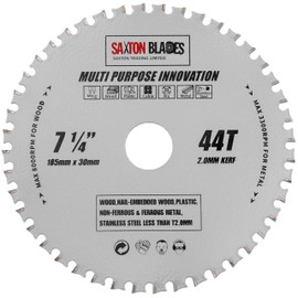 TCT18544TMPT Saxton TCT Multi Purpose Innovation Circular Saw Blade 185mm x 44T Wood and Metal fits Bosch Dewalt Ryobi Makita etc