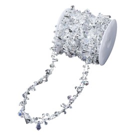 5M Crystal Christmas Garland, Christmas Tree Crystal Garland Xmas Crystal Ornament Silver Christmas Tree Decorations Twist Beads Christmas Tree Garland String Christmas Party Decorations Home Decor