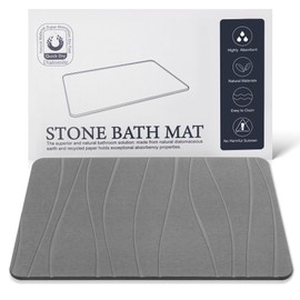 Valonne Luxury Stone Bath Mat – Super Absorbent and Quick Dry – Diatomaceous Earth Mat for Bathroom and Kitchen – Non-Slip Design – Multi-Use Bath Stone Mat (Dark Grey), 23.6" L x 15.4" W