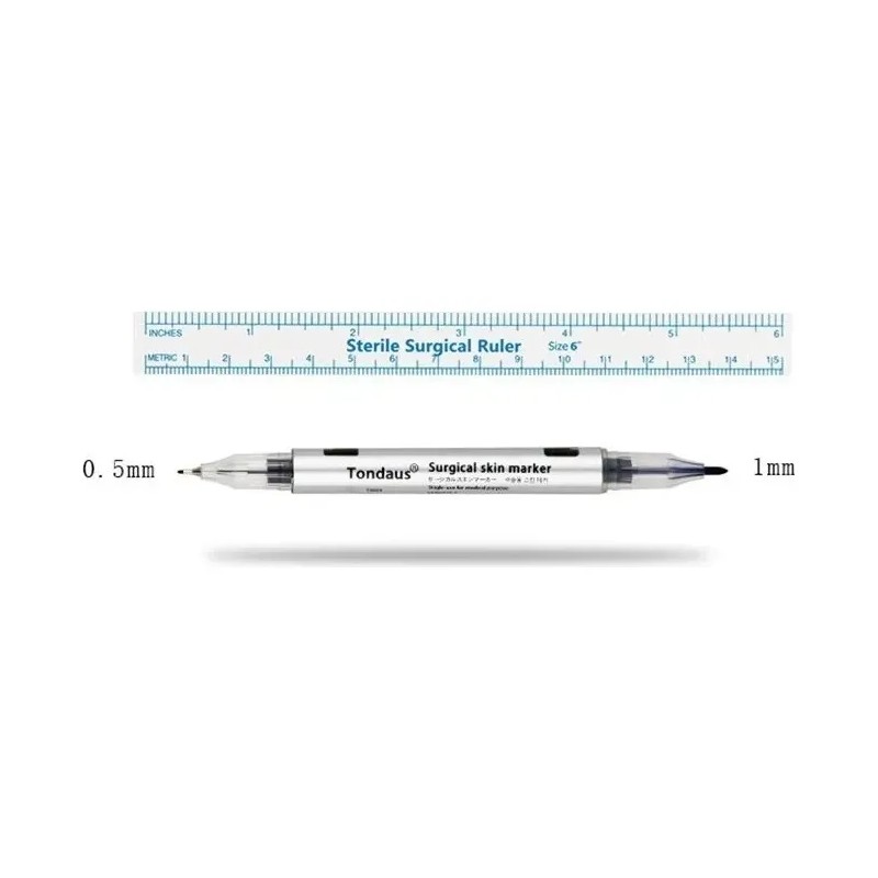 Marcador Plumón Quirúrgico Tatuaje Microblading Con Regla