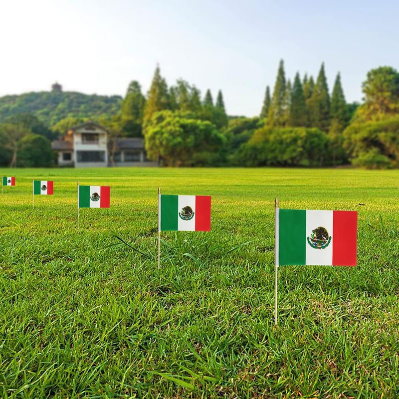 Newperlite Mexico Stick Flag Mexican Small Mini Hand Held Flags