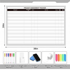 Lincia Large Magnetic Project Planning Management Vision Board 24" x 36" Reusable Office Whiteboard Make Ready Board Property Management Wall Project Planner for Managers Entrepreneurs