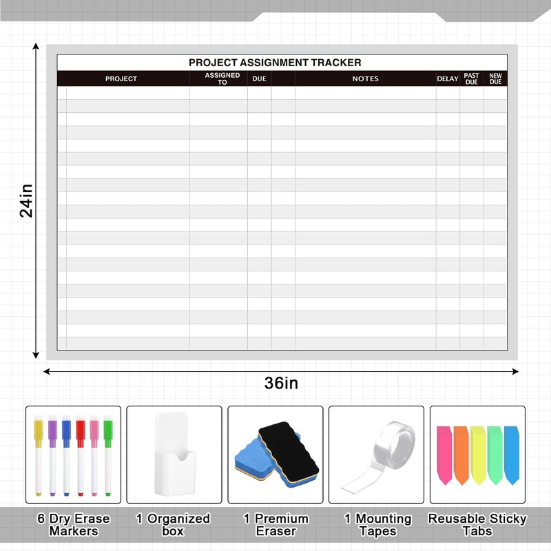 Lincia Large Magnetic Project Planning Management Vision Board 24" x