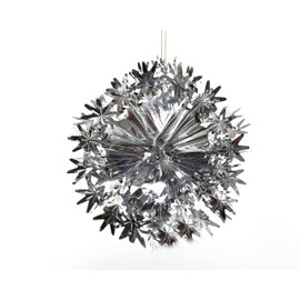 Foil Garland Star Ball - Christmas Hanging Decoration Wall Ceiling Xmas Deco (Silver)