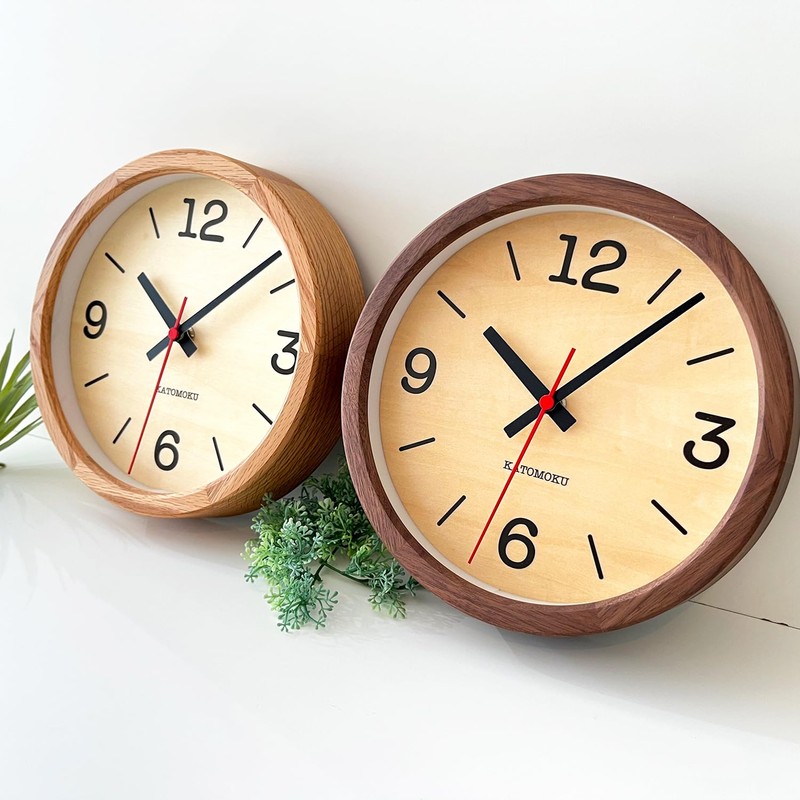 KATOMOKU Muku Clock 20 Oak Wall Clock, Continuous Second Hand,