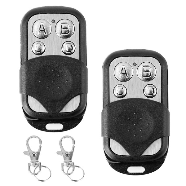 Tunknew 2PCS Automatic Gate Remote Control Key Fob, Universal Garage Door Opener Remote Cloning Wireless Alarm Remote Control Key Fob with Key Cover Slide