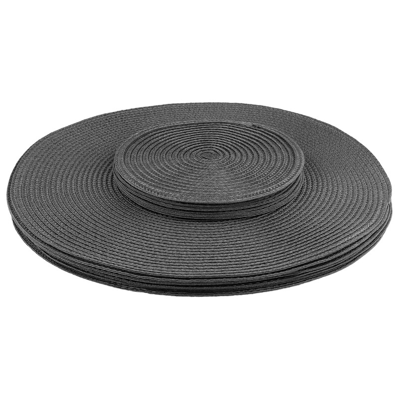 ZEONHEI 16 PCS Dark Grey Woven Placemats, 38cm/18cm Round Meal