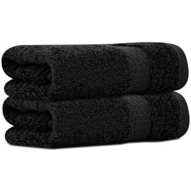 Towelogy Cotton Face Cloths Flannels – Hypoallergenic and Gentle on Skin Perfect for Daily Use Washcloths (2, Black)