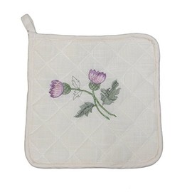 Plain Cream Quilted Kitchen Pot Holder Scottish Thistle Embroidery FREE UK POSTAGE