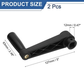 sourcing map 2Pcs 12x126mm (Dia x L) Revolving Handwheel Machine Handle, Universal Lathe Crank Grip Replacement for Industry Lathe Milling Grinding Machine, Black (Square Hole)