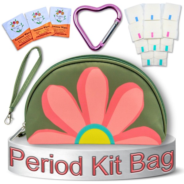 Period Bag to Go - 16 PC First Period Kit for Girls 9-12 - Sanitary Pad Storage Bag - Period Pouch - Pad Bags for Period for School - First Period Gifts for Girls - Cute Sanitary Napkin Bag