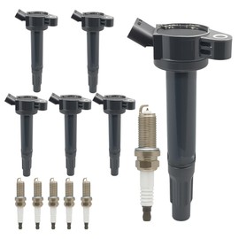 6PCS UF487 Ignition Coils Pack and Spark Plugs for V6 3.5L Compatible with Toyota Sienna Avalon Camry Highlander Rav4 Venza Lexus RX350 ES350 RX450h 2007 2008 2009 2010 2011 2012 2013 2014 2015
