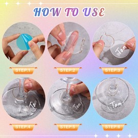 Tondiamo 40 Pcs DIY Wine Charms for Glasses Acrylic Wine Charms with Rings Tags Marker Pen Blank Glass Labels Bulk for Stem Cocktail Champagne Wedding Dinner Party Favor (Round,Iridescent)