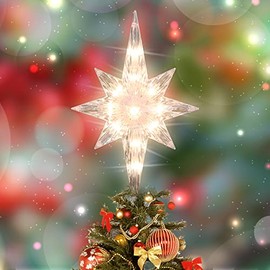 JUSTPRO Lighted Christmas Tree Topper, Bethlehem Star Treetop with 41LED Warm White Fairy Lights, Holiday Christmas Tree Decorations