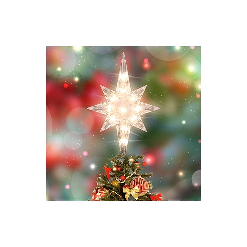 JUSTPRO Lighted Christmas Tree Topper, Bethlehem Star Treetop with 41LED