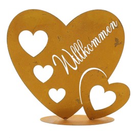 levandeo Stand Heart 29 x 26 cm Rust Welcome Love Decoration Rust Heart Garden Decoration Gift Idea Decoration