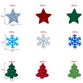 Pack of 180 Felt Stars Christmas Tree Christmas Snowflakes Scatter Decoration Stars Table Decoration Felt Stars Weeihnachtsdeko Red Green Grey Felt Christmas Tree Snowflakes for Christmas DIY Crafts