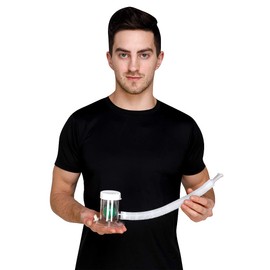 HEALTHANDYOGA Breath Measurement Device - Compact and Hygienic Lung Exerciser - Manual Graded Setting to Monitor Progress