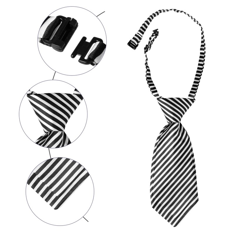 Elerevyo Women's Cute Uniform Necktie, Pre-tied Knot, Striped Short Necktie,