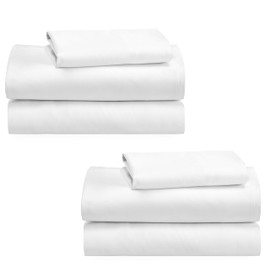 California Design Den 100% Cotton 2-Pack Extra Long Twin Sheets, Soft & Durable Twin XL Cotton Sheet Sets with Deep Pockets, Twin XL Sheet Set with Sateen Weave, Cooling Sheets (White)