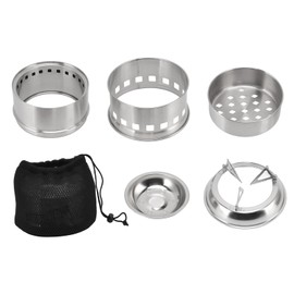 Mini Alcohol Stove for Camping Hiking Stainless Steel Campfire Stove With Storage Bag Round
